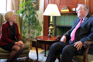 Lieutenant Governor Ethell meets with Premier Designate Rachel Notley on May 7,2015 to invite her to form the government.